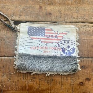 Handmade Recycled Canvas USA Wristlet